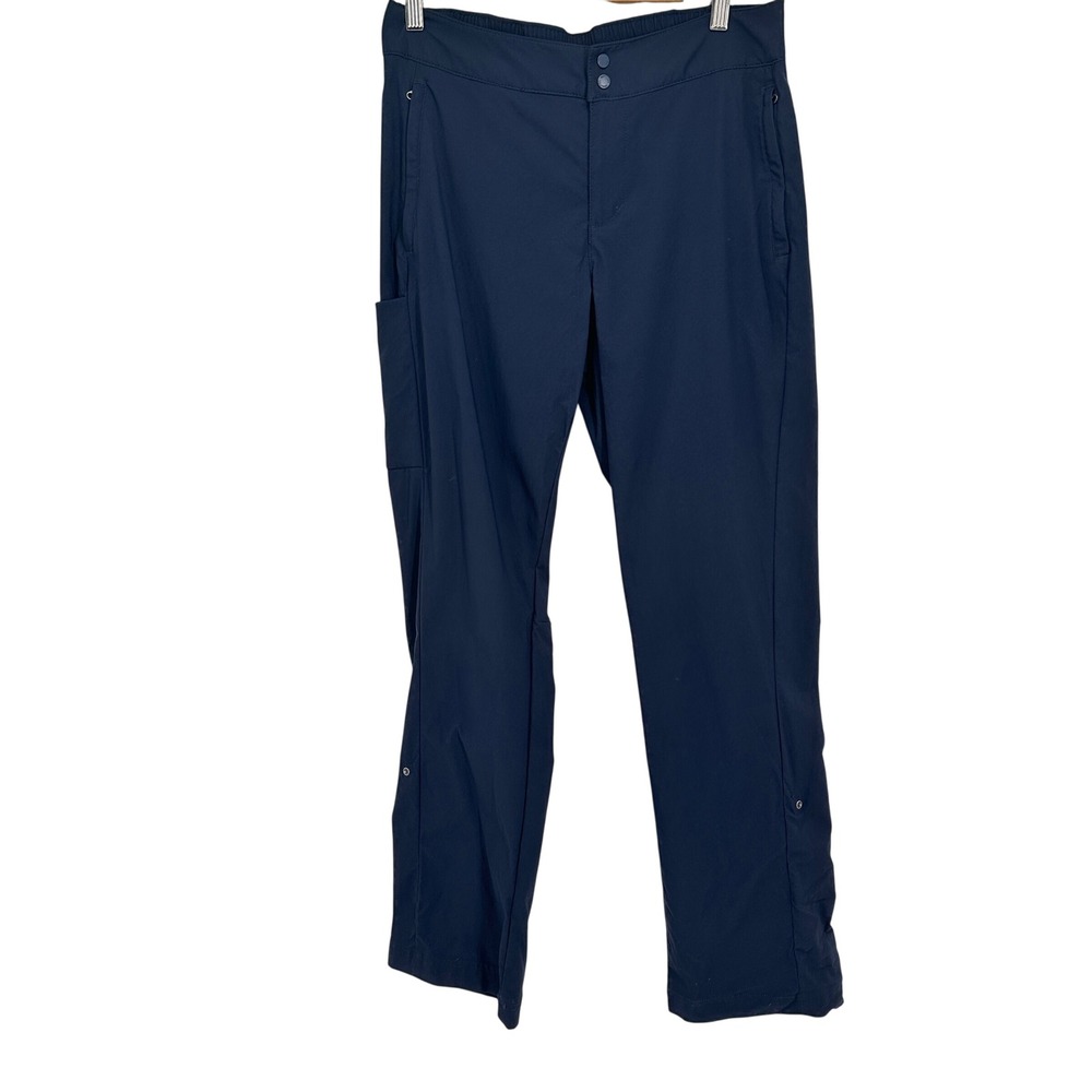 Columbia Women 12 Navy Blue Omni-Shield Hiking Cargo Pants Straight Leg Outdoor